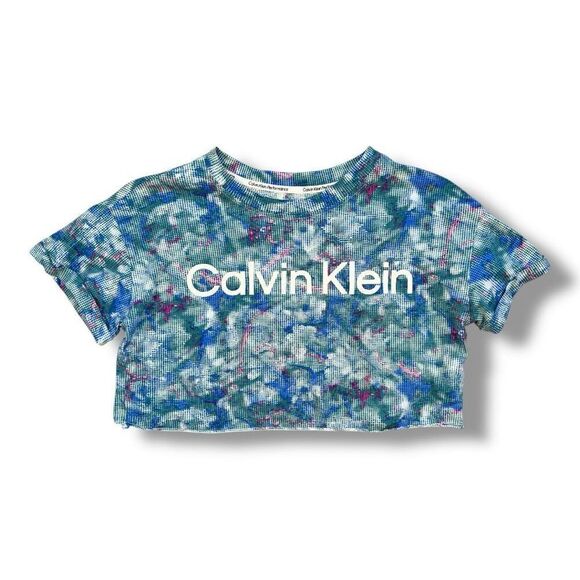 Calvin Klein Performance Cyber Floral Crop Tee Sz XS - Picture 3 of 12
